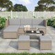 image 2 of 4-6 Seater Rattan Garden Furniture Seating Group with Table & Stool