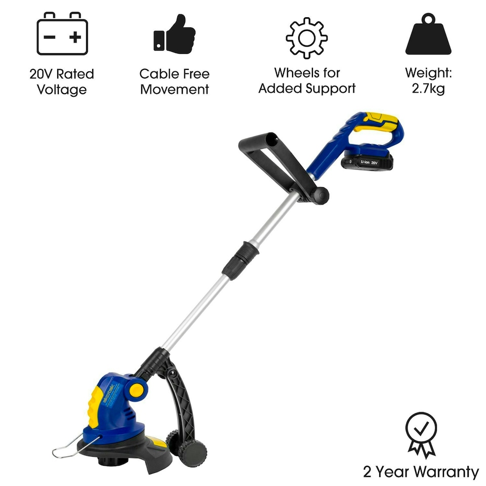 image 1 of Skotek 20V Cordless Strimmer with 3 Spools, 2 Batteries & Charger