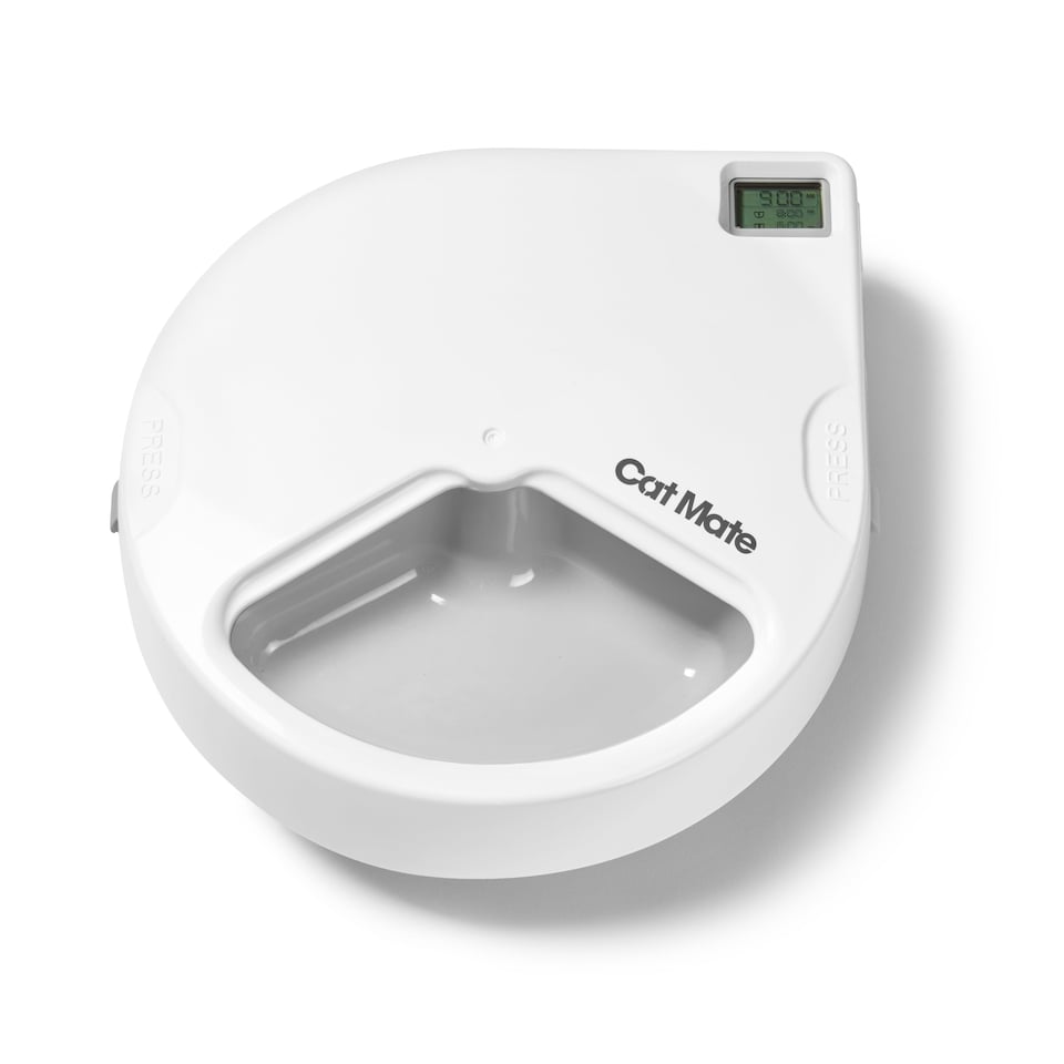 image 1 of Cat Mate Three-Meal Automatic Pet Feeder with Digital Timer White (C300)