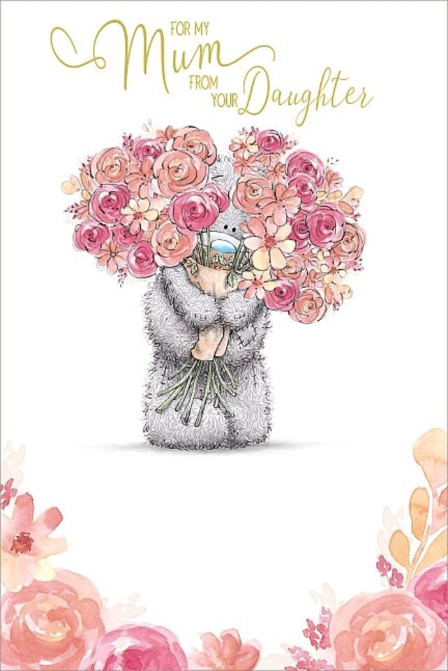 image 1 of For My Mum From Daughter Tatty Teddy With Bunch of Flower Mother's Day Card