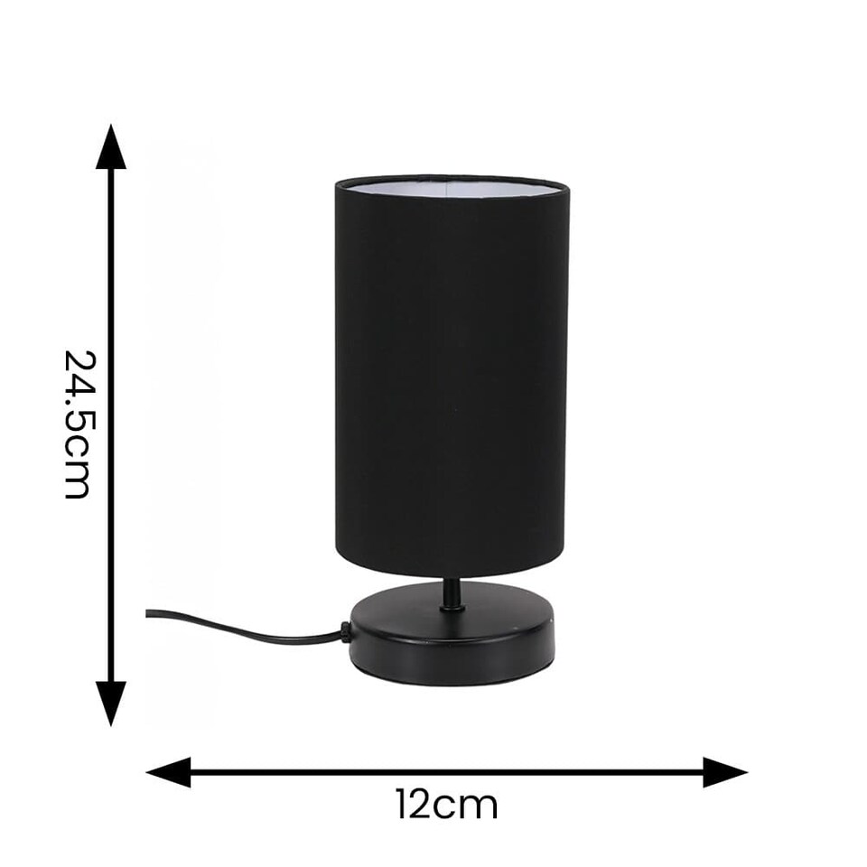 image 1 of ValueLights Francis Pair Black Touch Table Lamps Black Shades and Bulbs
