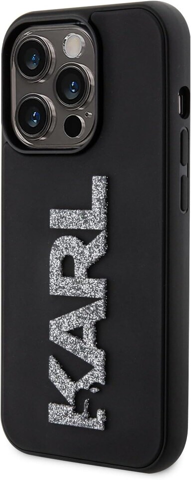 image 1 of Karl Lagerfeld 3D Rubber Glitter Logo Case for iphone 15 Pro Max 6.7 Black - KLHCP15X3DMBKCK