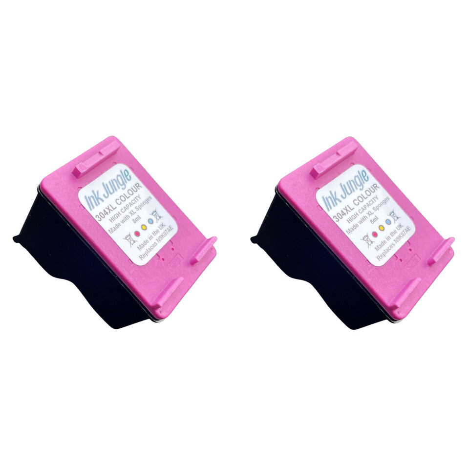 image 1 of 2x Ink Jungle 304XL Colour Refilled Ink Cartridges - Replaces HP 304XL Colour
