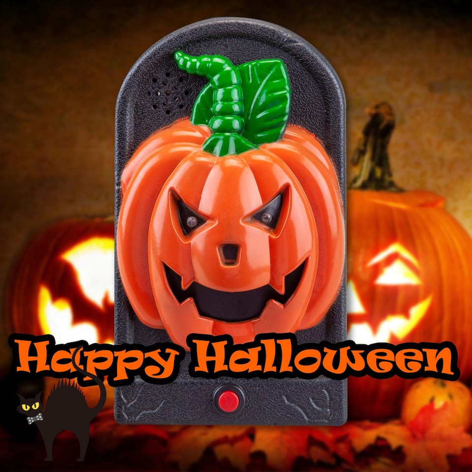 image 1 of vfm-estore Halloween Spooky Doorbell with Flashing LED Lights Trick or Treat