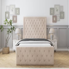 Sloomy Vienna Sand Naples Bed Frame With Mattress With 50" Upholstered Headboard 5' King