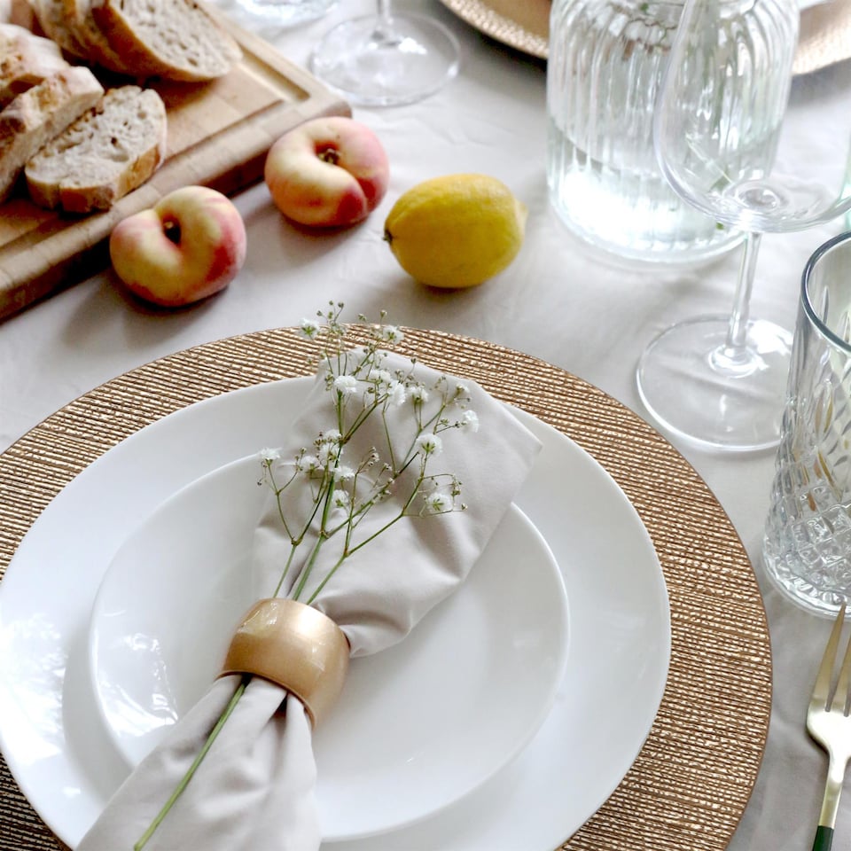image 1 of Argon Tableware 18pc Ribbed Charger Plates Set - Gold Reusable Dining Table Setting Plates for Christmas Party Celebrations