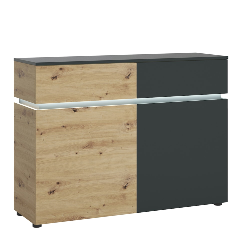 image 1 of Luci 2 Door 2 Drawer Cabinet (including LED lighting) in Platinum and Oak