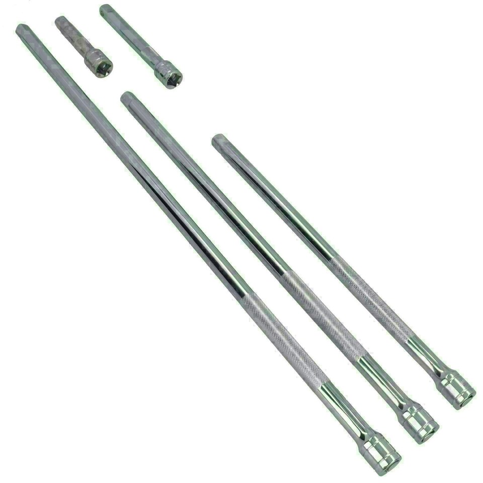 image 1 of 1/2" Drive Straight Extension Bar Set Extra Long 100mm - 600mm 5pc Set