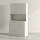 image 7 of HOMCOM Freestanding Kitchen Cupboard, Storage Cabinet with Doors Cream White 