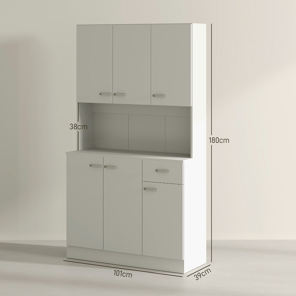 image 1 of HOMCOM Freestanding Kitchen Cupboard, Storage Cabinet with Doors Cream White