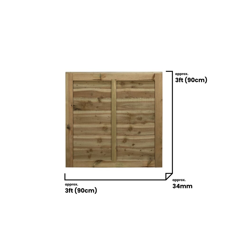 image 1 of Waney Lap Garden Gate 3ft x 3ft Treated Wooden Affordable Pedestrian Side Door