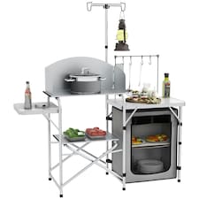 Outsunny Camping Kitchen with Cupboard Folding Camping Table with Carrying Bag
