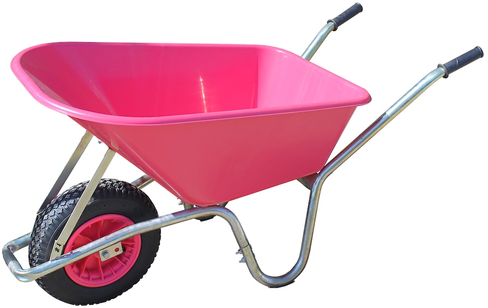 image 1 of Big Mucker 100 L/120 kg Wheelbarrow, Deep Plastic Pan with Puncture-Proof Wheel, Pink