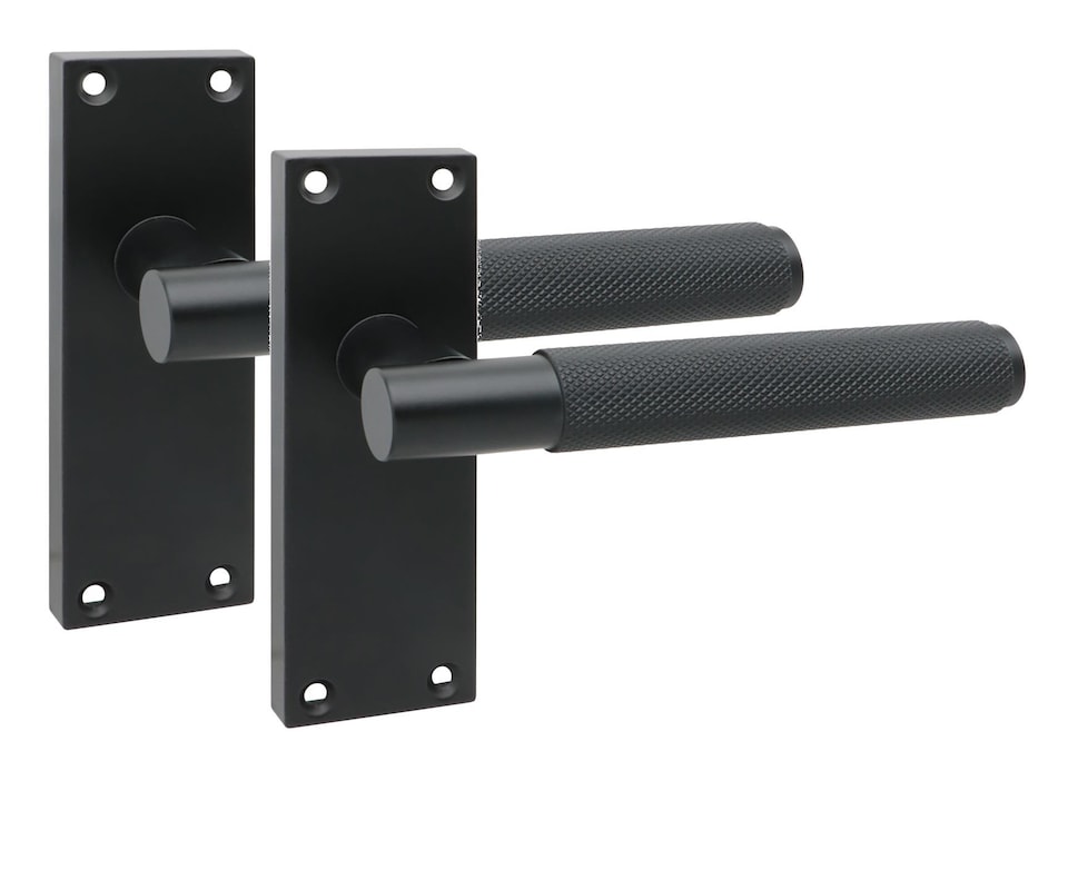 image 1 of Golden Grace 6 Pair Victorian T-Bar Knurled Door Handle Matt Black Finish with Spindle and Screws - 120 x 40mm