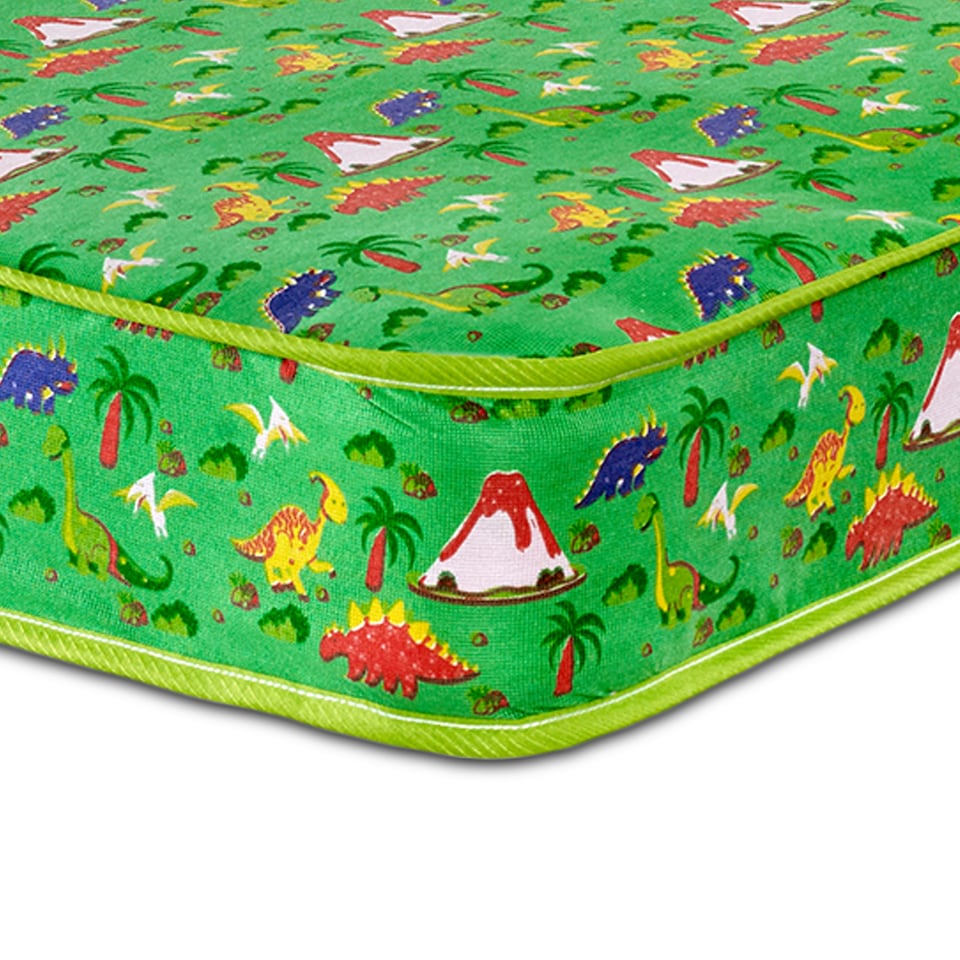 image 1 of Dreamy Dinosaur Kids Mattress - 16.5cm Deep, Dual-Sided Comfort | Green | Small Single