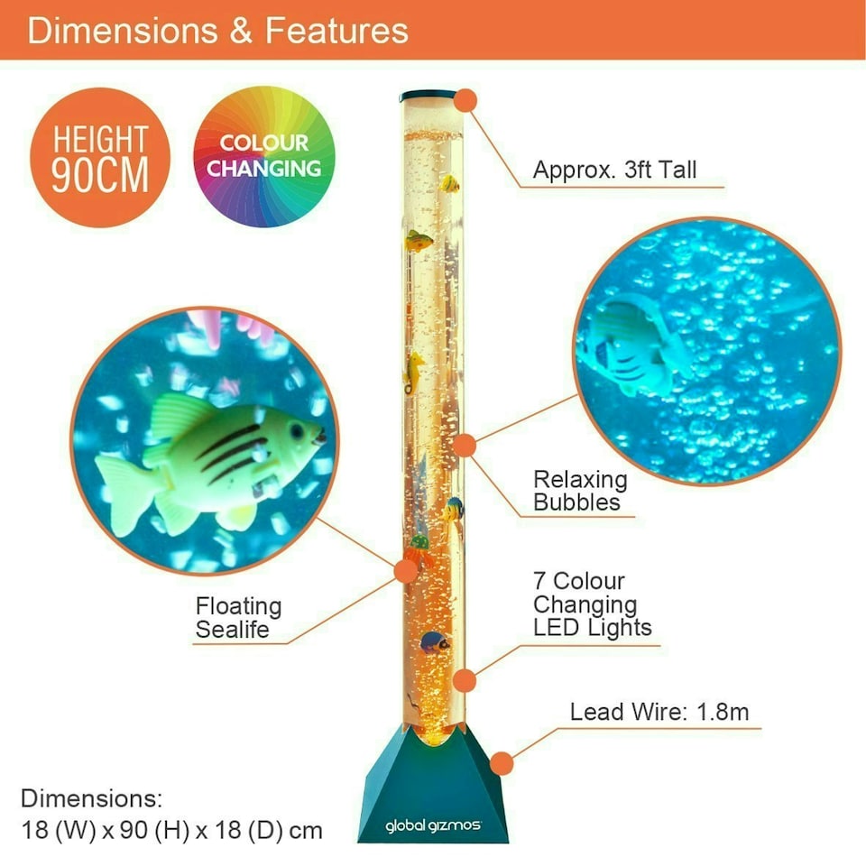 image 1 of 90cm Fish Water Bubble Lamp - Blue