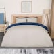 image 5 of OHS Microfibre Reversible Plain Duvet Cover and Pillowcase Set, Single - Grey/Navy Blue