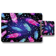 Painted bird feathers (Placemat & Coaster Set)