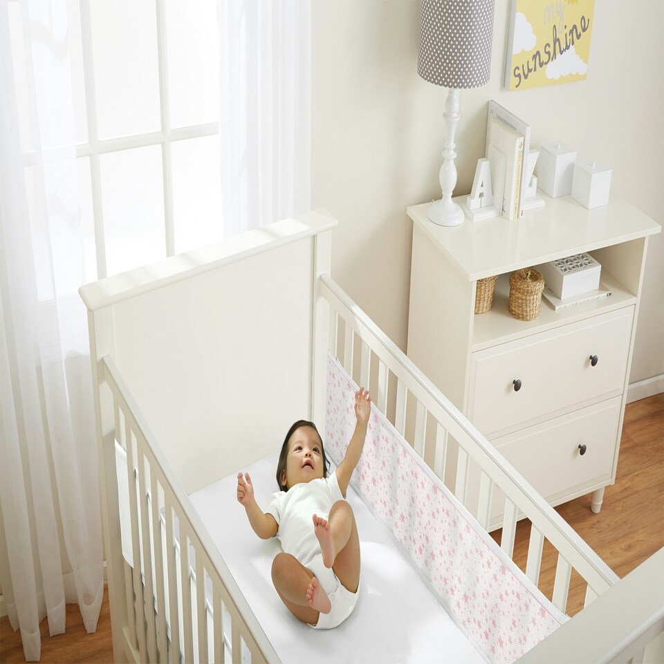 image 1 of Breathable Baby Two Sided Mesh Cot Liner Twinkle Pink