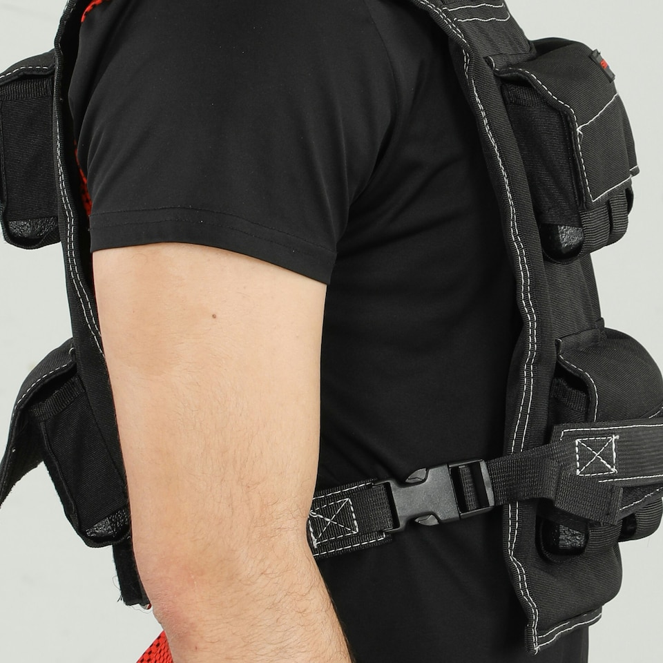 image 1 of 20KG Adjustable Weighted Vest with 20 Metal Weights, Running Weight Vest Black | 50L x 40Wcm
