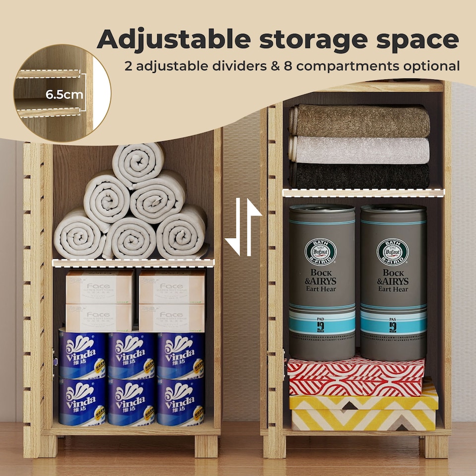 image 1 of Levede Bathroom Storage Cabinet Handleless Wood Floor Shelf Unit Cupboard