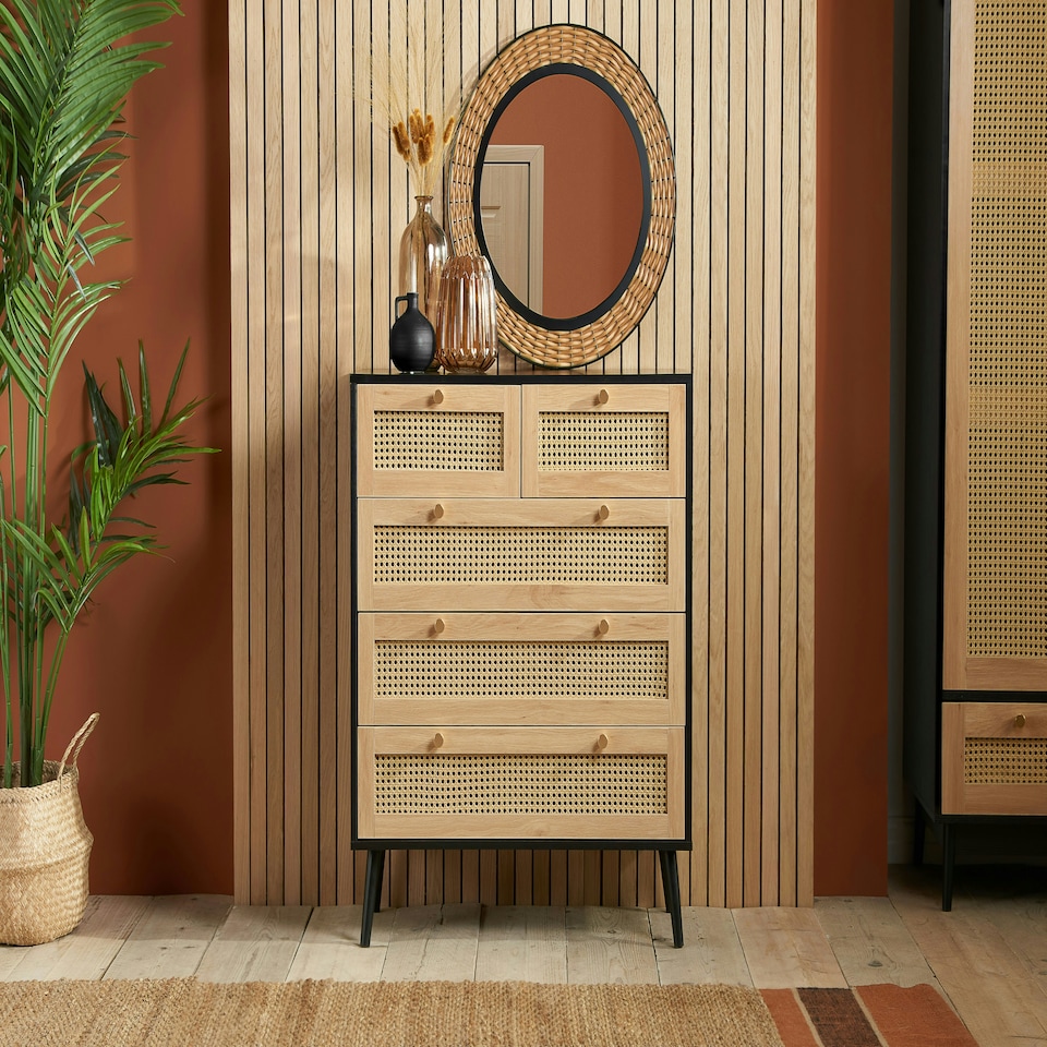image 1 of Croxley 5 Drawer Rattan Chest