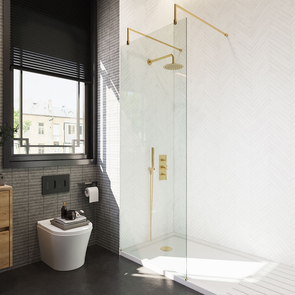 image 1 of Balterley Contemporary Wetroom Screen Aluminium | Copper | Brushed Brass