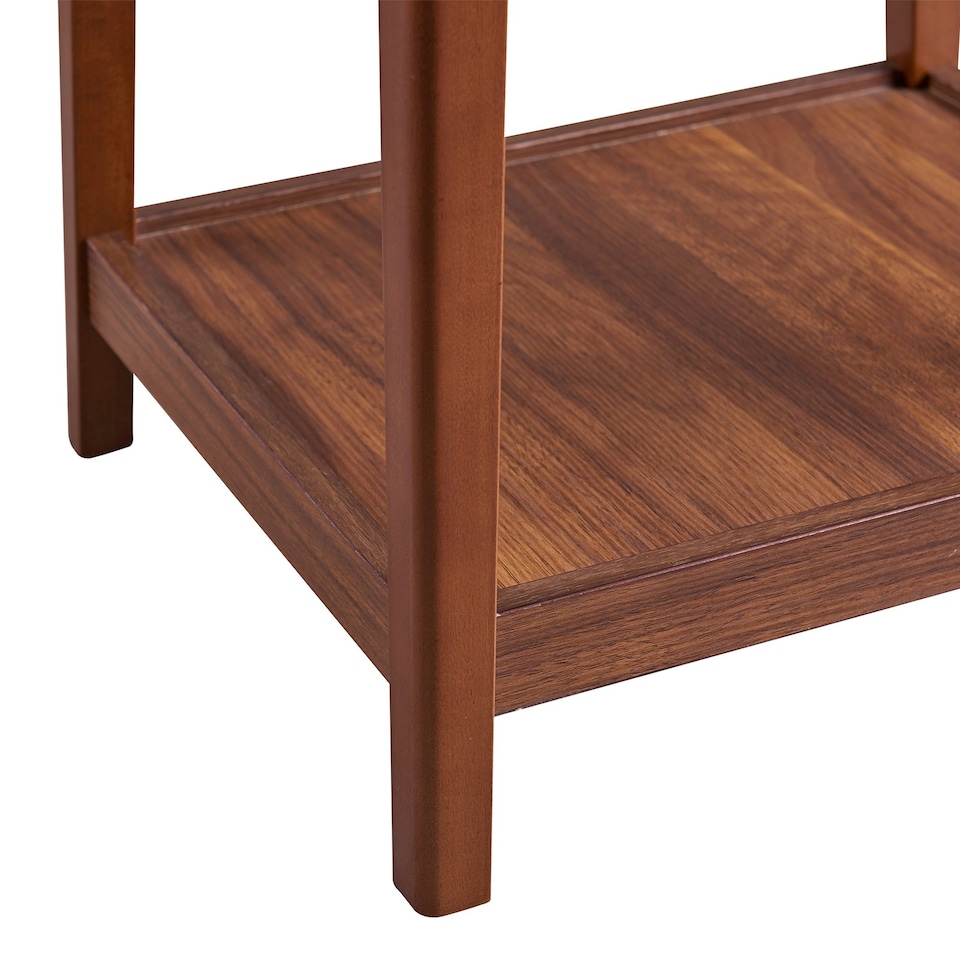 image 1 of Teamson Home Kingston Side Table With Faux Marble Top Solid Wood Leg, Walnut Finish