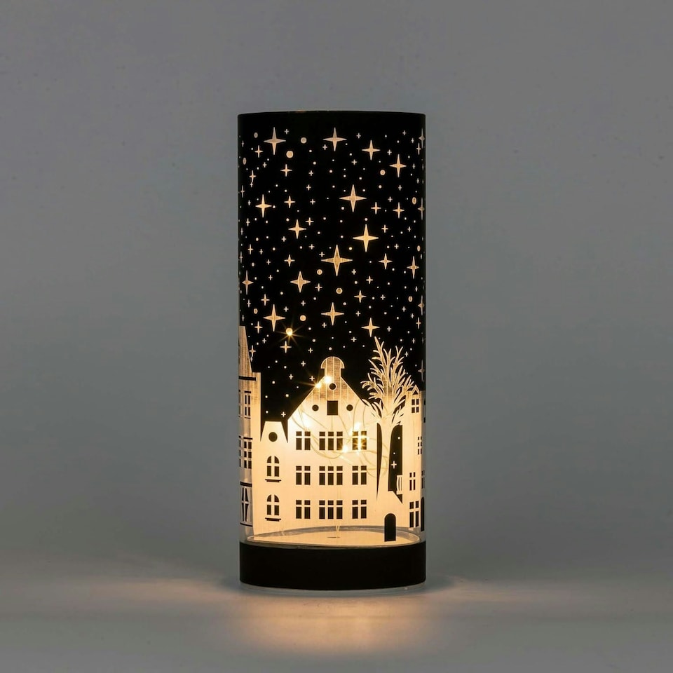 image 1 of 22cm Deep Blue Christmas Vase - LED Village Decor