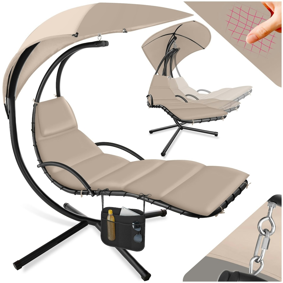 image 1 of Hanging Chair Elaria - large sun canopy with UV-protection, sturdy Cream | Beige