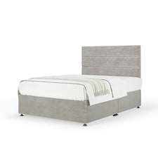 Memory Maestro Memory Foam Seal Grey Naples Velvet Divan Set And Milan Headboard King Size
