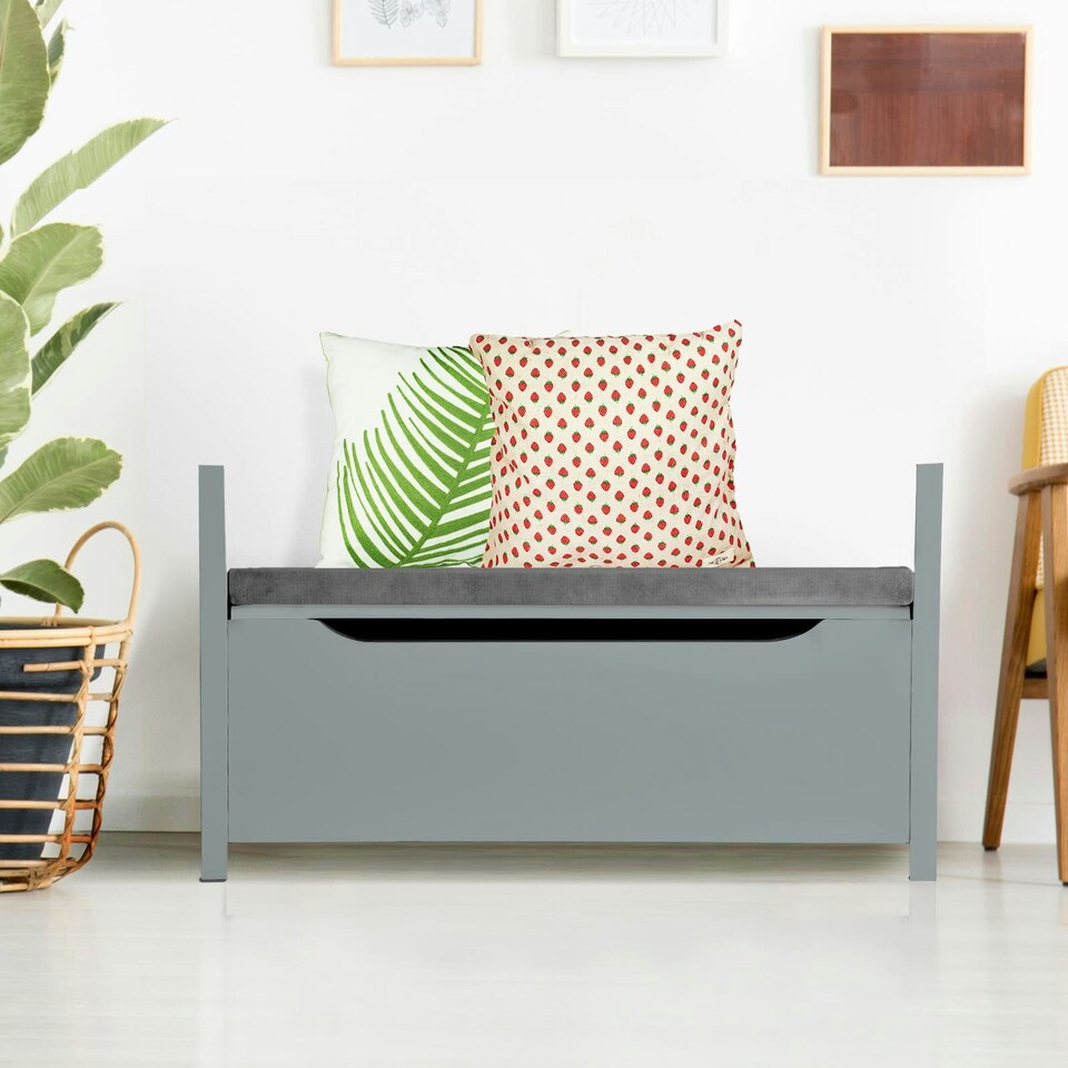 image 1 of COSTWAY Wooden Shoe Bench Shoe Storage Cabinet Organizer Grey