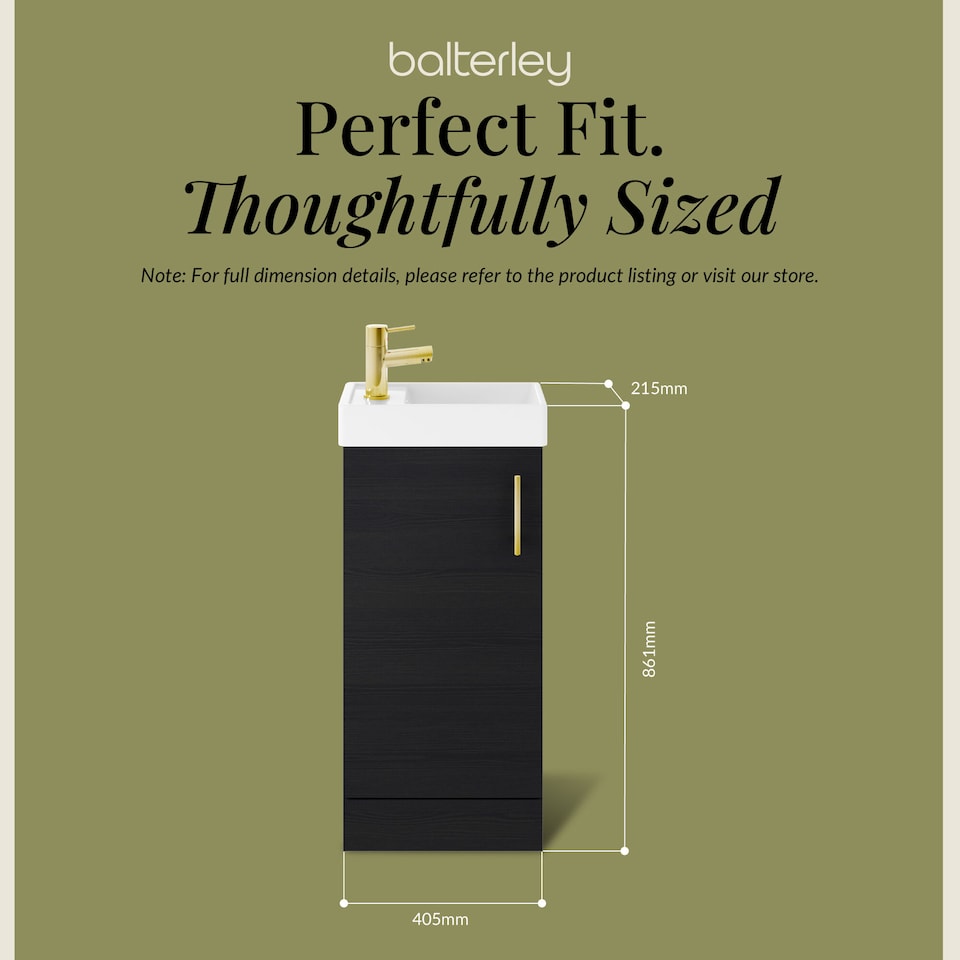 image 1 of Balterley Floor Standing Vanity Basin 400mm Charcoal & Brushed Brass Handle