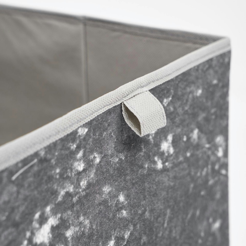 image 1 of OHS 2 Pack Crushed Velvet Folding Storage Cube Boxes, 27x27cm - Grey
