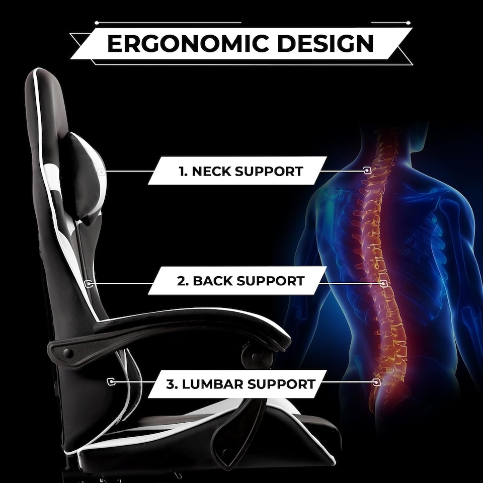 image 1 of Ergonomic Gaming Chair | Black | Black