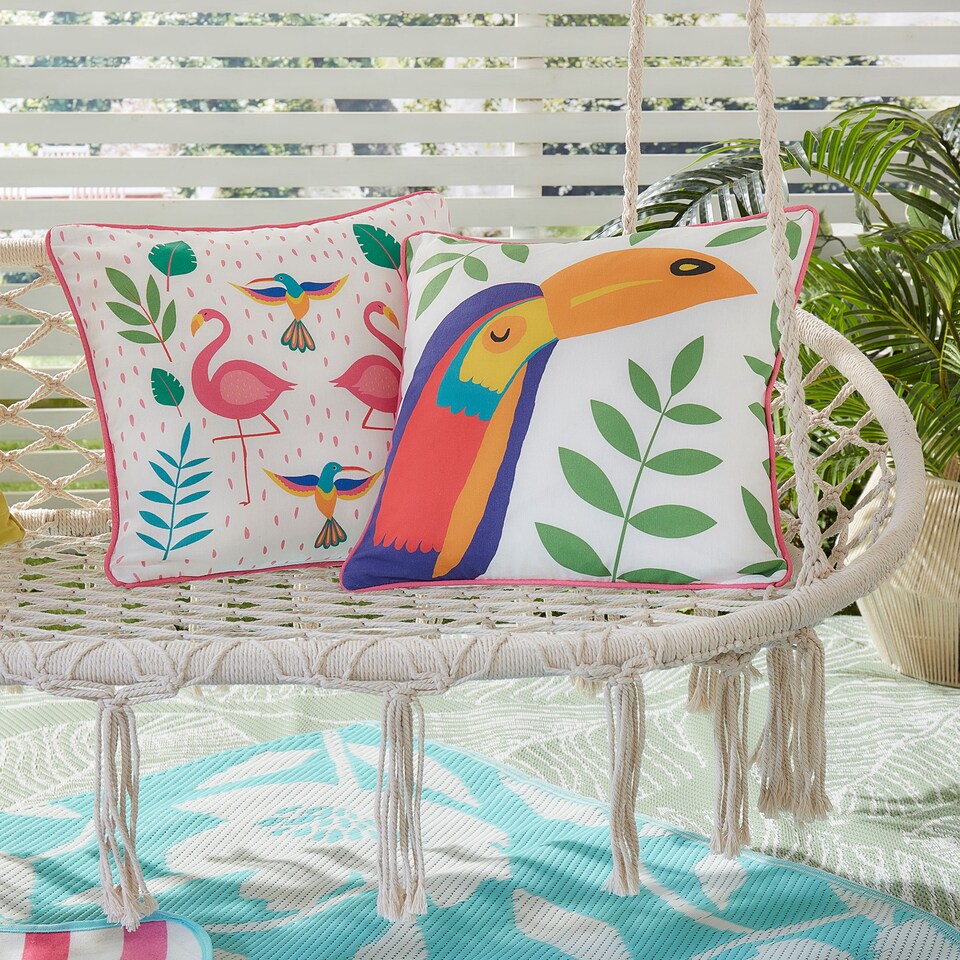 image 1 of Fusion Tropical Flamingo Outdoor Cushion Cover Pink