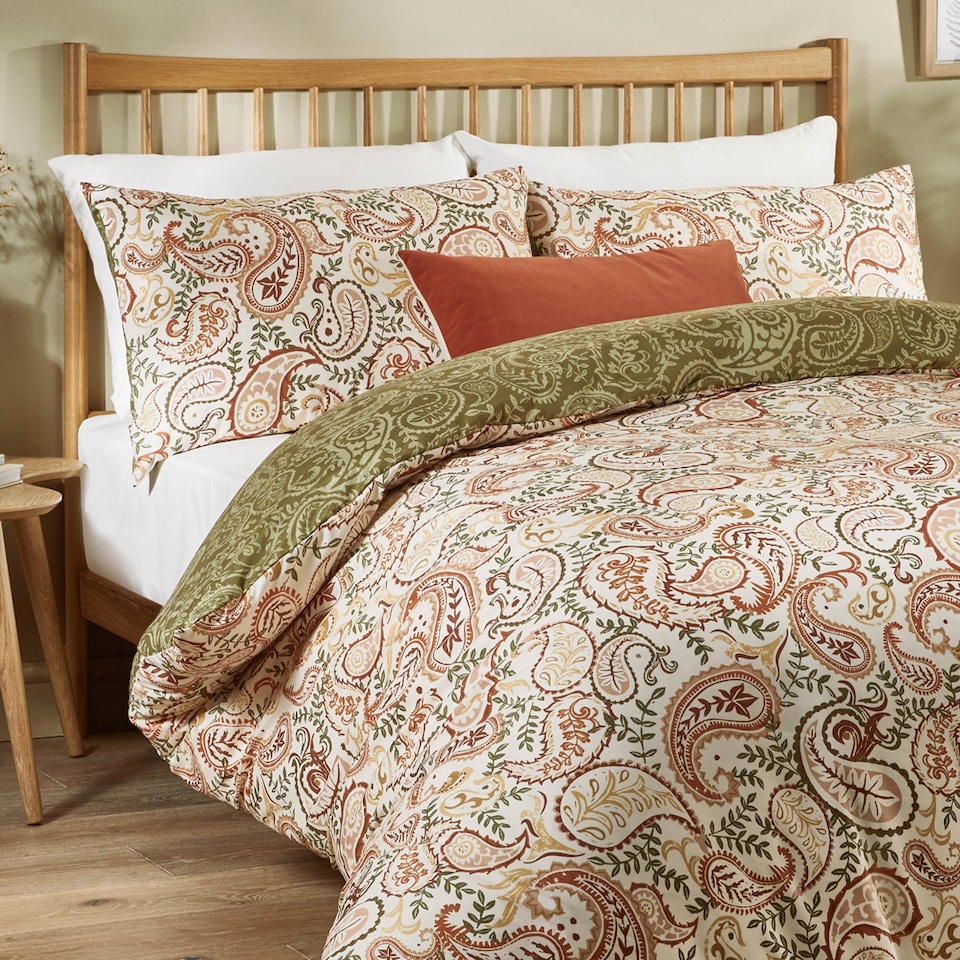 image 1 of Duvet Day Anika Paisley Printed Soft Touch Duvet Cover Set | Multi | Multicolour | Single | 1