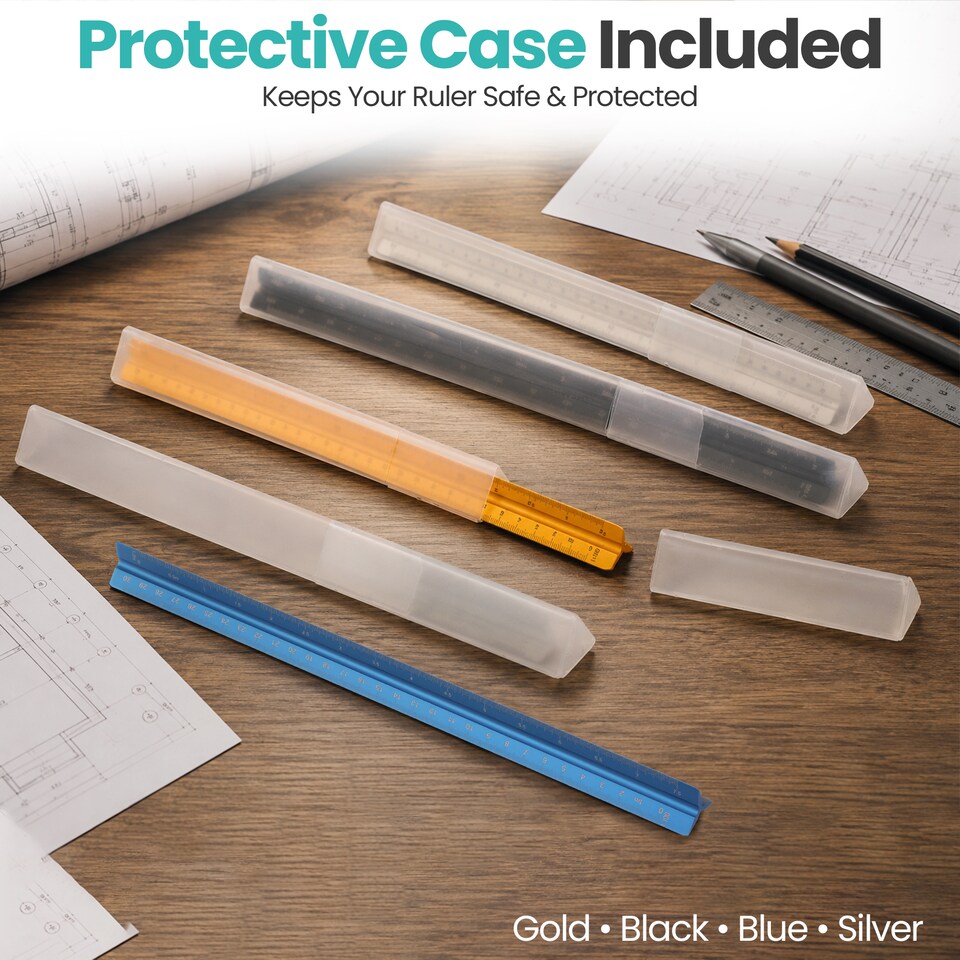 image 1 of 30cm Aluminium Triangular Ruler with 6 Precision Scales - 1pc