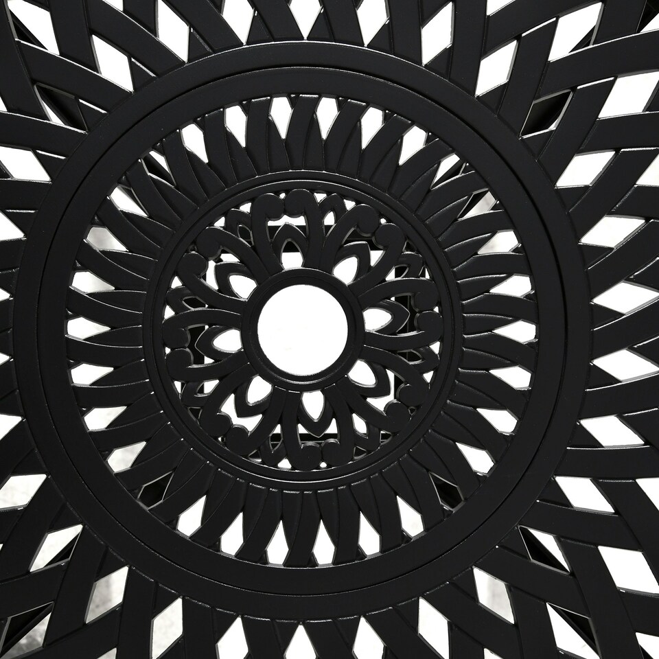 image 1 of Outsunny 78 cm Round Garden Dining Table with Parasol Hole, Black