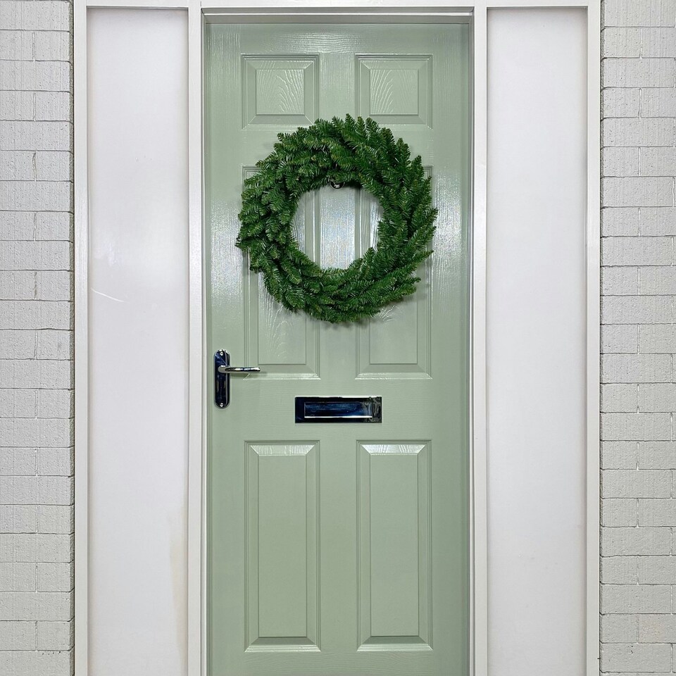 image 1 of 60cm Plain Green Christmas Wreath with 160 Bullet Tips