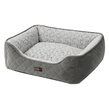 Skylos Large Dog Bed Pet Cushion Fluffy Plush Washable for Calming Anxiety | Grey | Large | L