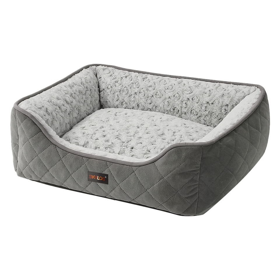 image 1 of Skylos Large Dog Bed Pet Cushion Fluffy Plush Washable for Calming Anxiety | Grey | Large | L