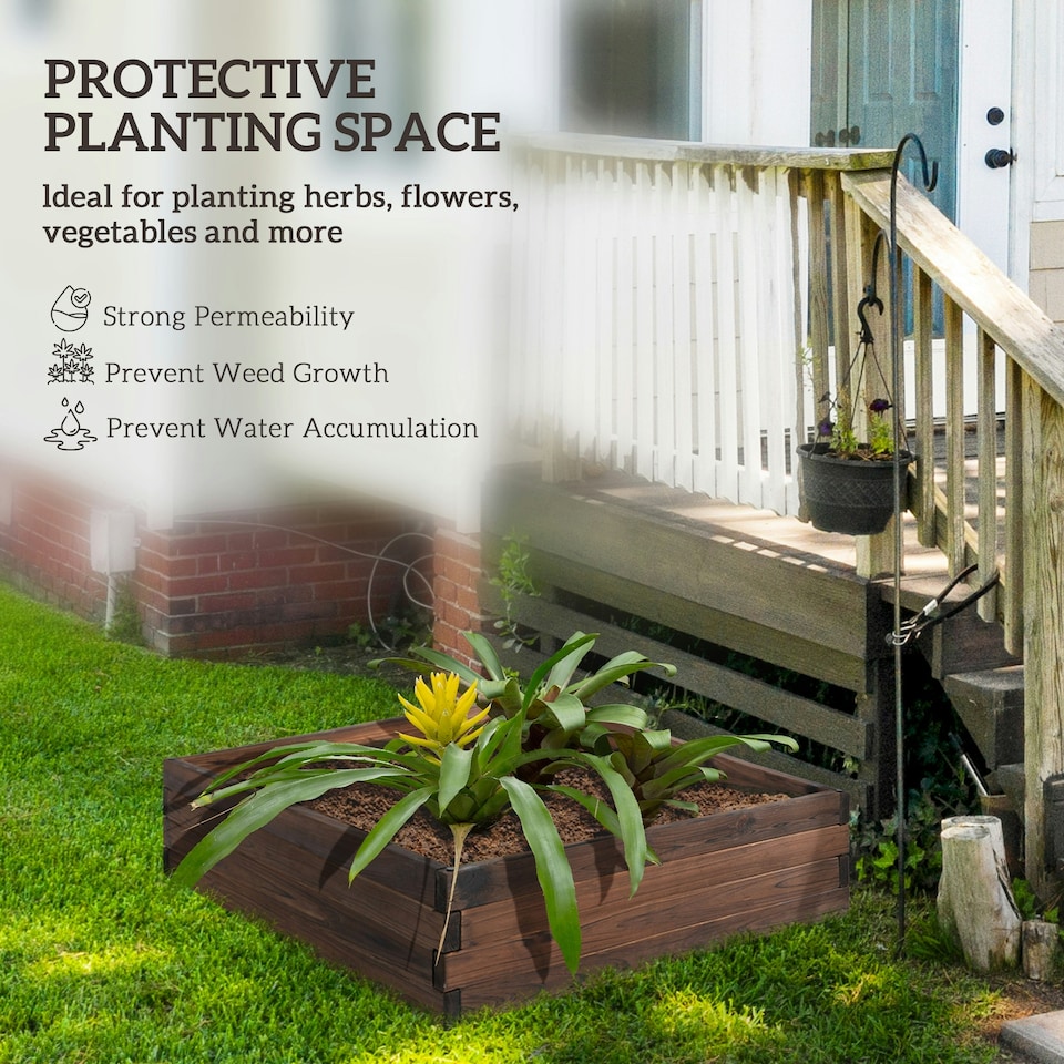 image 1 of Outsunny Wooden Raised Garden Bed Planter Grow Containers Flower Pot 80 x 80cm