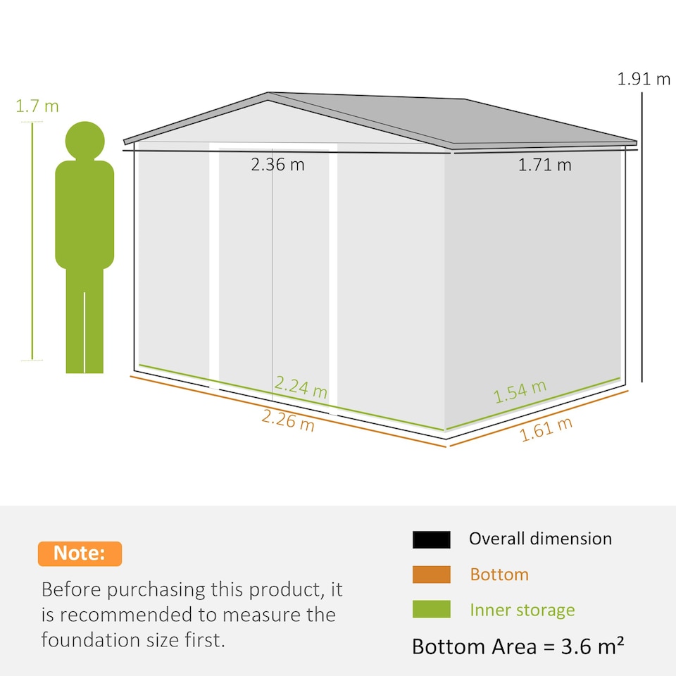image 1 of Outsunny 8 x 6ft Garden Storage Shed with Double Door Brown Wood Effect