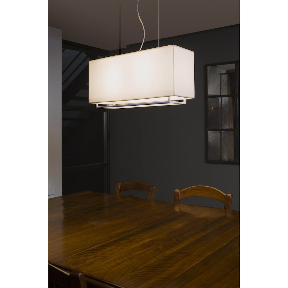 image 1 of Vesper 2 Light Ceiling Pendant Bar White, Beige - Rectangle Frame, E27