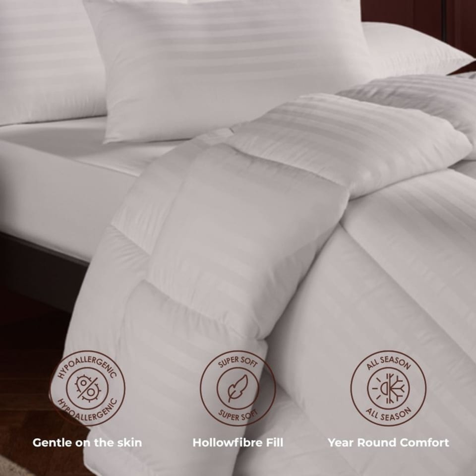 image 1 of MHG Living Striped 10.5 Tog All Season Duvet and Pillow Set|White|King