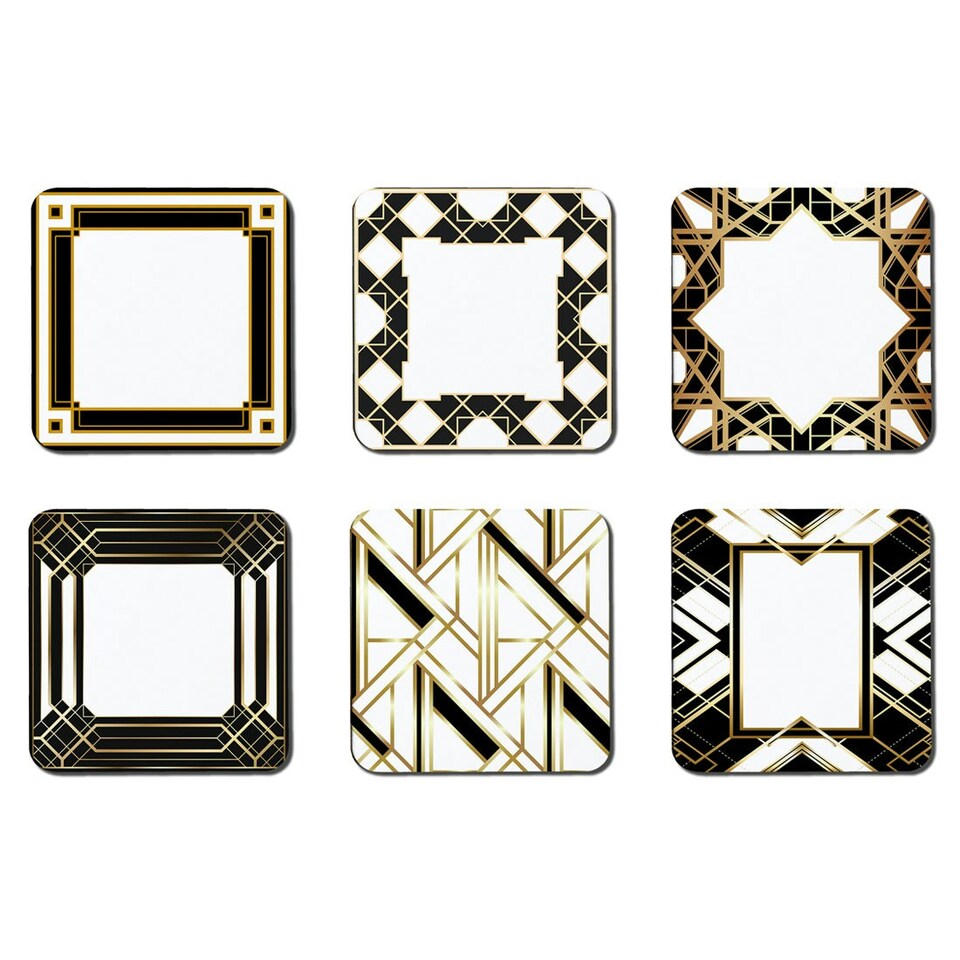 image 1 of Art Deco in Black & Gold Collection (Placemat & Coaster Set)