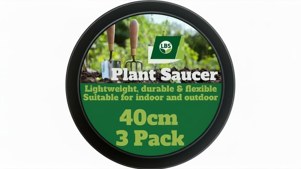 image 1 of 3 Pack 40cm Heavy Duty Plant Pot Saucers Planter Trays for Decking Outdoor Surfaces Deep Dish UV Resistant