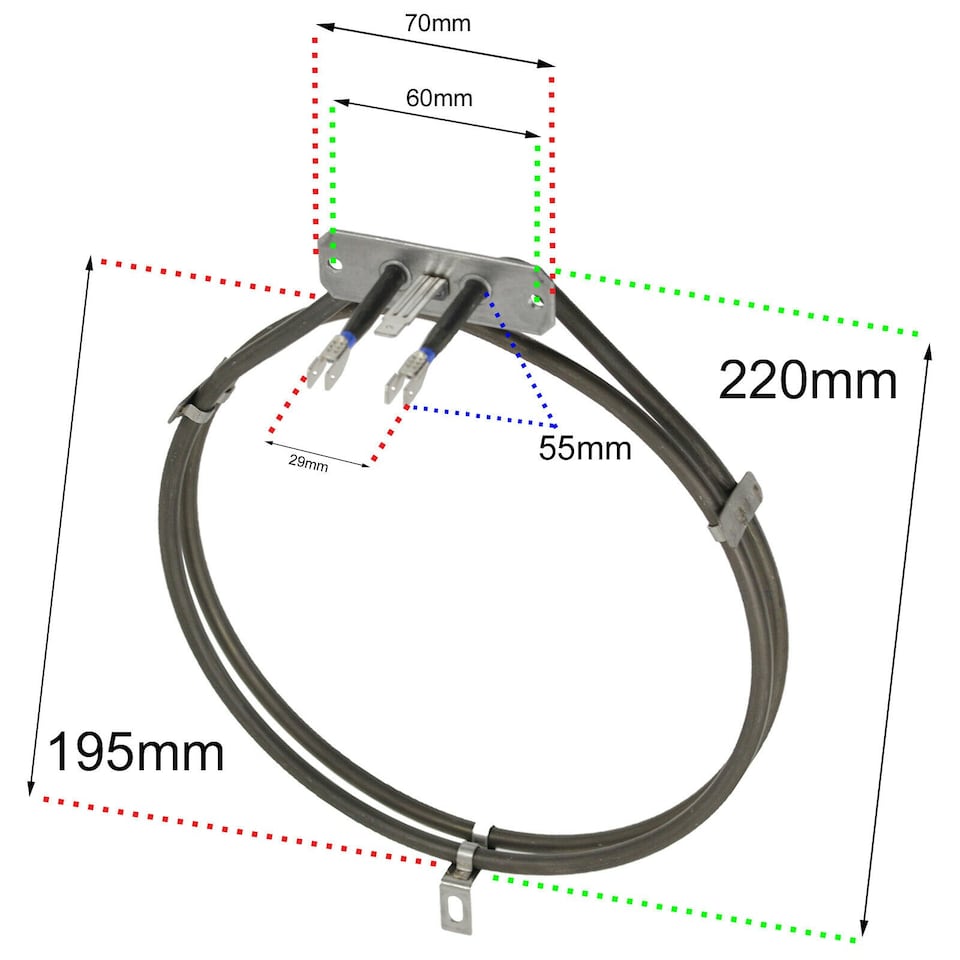 image 1 of SPARES2GO 2 Turn Heater Heating Element for Indesit Fan Oven Cooker 2000w