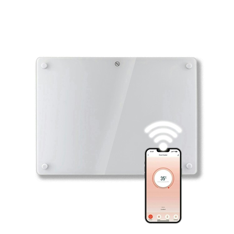 Futura 1000W Wifi Heater Electric Panel Wall Mounted White Glass Radiator